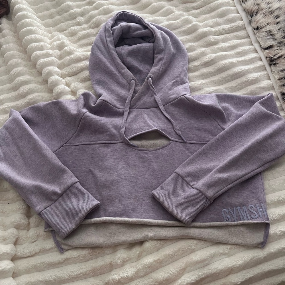 Gymshark Lavender Cropped Hoodie with Front Keyhole